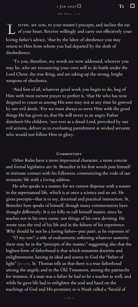 Dark mode reading view